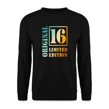 16e anniversaire Garçon Fille Adolescent Original 16 - Sweat-shirt Unisexe - noir - Devant - Alina (178cm) & Michal (187cm)