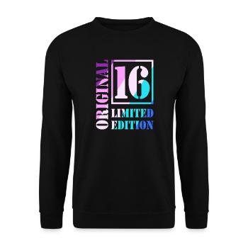 16e anniversaire Garçon Fille Adolescent Original 16 - Sweat-shirt Unisexe - noir - Devant - Alina (178cm) & Michal (187cm)
