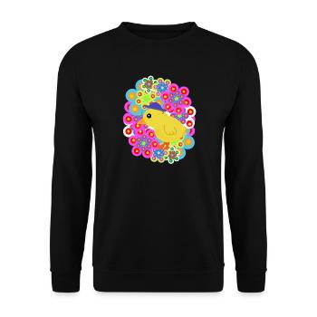 Frühling Retro Küken Huhn Kinder Ostern - Unisex Pullover - Schwarz - Vorne - Alina (178cm) & Michal (187cm)