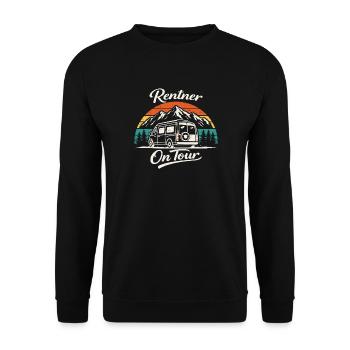 Pensioner On Tour Camping Shirt Motorhome - Unisex Sweatshirt - black - Front - Alina (178cm) & Michal (187cm)