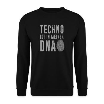 Techno DNA Fingerprint Motiv - Unisex Pullover - Schwarz - Vorne - Alina (178cm) & Michal (187cm)