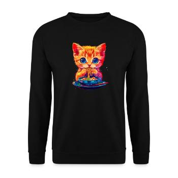 Motif de chat mignon avec des nouilles - Sweat-shirt Unisexe - noir - Devant - Alina (178cm) & Michal (187cm)