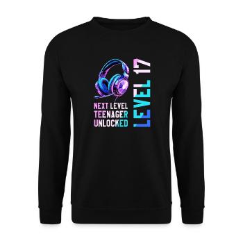 17. Geburtstag Junge Mädchen Teenager Level 17 - Unisex Pullover - Schwarz - Vorne - Alina (178cm) & Michal (187cm)