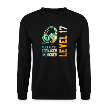 17. Geburtstag Junge Mädchen Teenager Level 17 - Unisex Pullover - Schwarz - Vorne - Alina (178cm) & Michal (187cm)