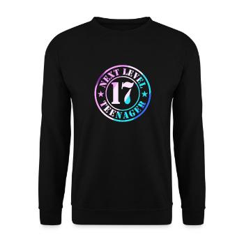 17. Geburtstag Junge Mädchen Teenager Level 17 - Unisex Pullover - Schwarz - Vorne - Alina (178cm) & Michal (187cm)