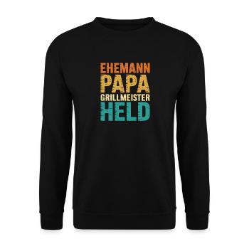 Mari Papa Grill Maître Héros Père Retro BBQ - Sweat-shirt Unisexe - noir - Devant - Alina (178cm) & Michal (187cm)
