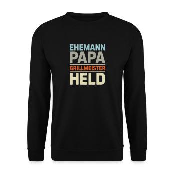 Grill Master Papa Cadeau de la fête des pères BBQ rétro - Sweat-shirt Unisexe - noir - Devant - Alina (178cm) & Michal (187cm)