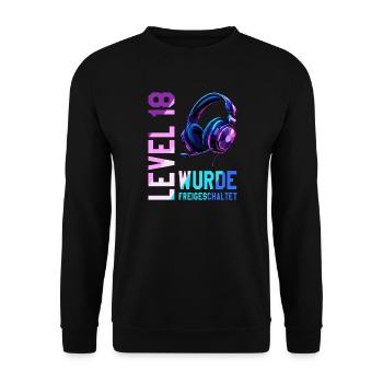 18. Geburtstag Junge Mädchen Teenager Level 18 - Unisex Pullover - Schwarz - Vorne - Alina (178cm) & Michal (187cm)