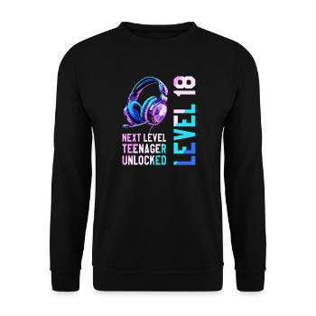 18e anniversaire Garçon Fille Adolescent Niveau 18 - Sweat-shirt Unisexe - noir - Devant - Alina (178cm) & Michal (187cm)
