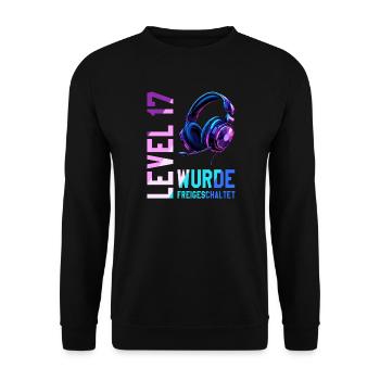17. Geburtstag Junge Mädchen Teenager Level 17 - Unisex Pullover - Schwarz - Vorne - Alina (178cm) & Michal (187cm)