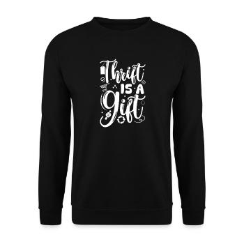 Friperie La friperie est un cadeau amoureux de la friperie - Sweat-shirt Unisexe - noir - Devant - Alina (178cm) & Michal (187cm)