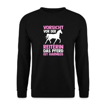 Reiten Pferdeliebhaber Reiterhof Pferde - Unisex Pullover - Schwarz - Vorne - Alina (178cm) & Michal (187cm)