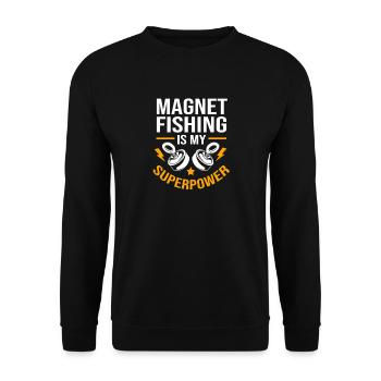 Magnet Angeln Angler Magnetangeln - Unisex Pullover - Schwarz - Vorne - Alina (178cm) & Michal (187cm)