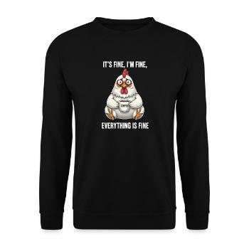 Its Fine Im Fine Kaffee Huhn Humor - Unisex Pullover - Schwarz - Vorne - Alina (178cm) & Michal (187cm)