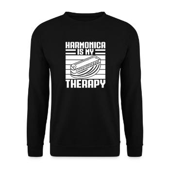 Harmonica Musican Is My Therapy Harmonica - Unisex Pullover - Schwarz - Vorne - Alina (178cm) & Michal (187cm)