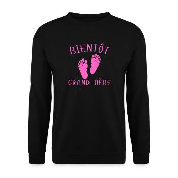 Bientôt Grand-Mère Pieds Roses - Sweat-shirt Unisexe - noir - Devant - Alina (178cm) & Michal (187cm)