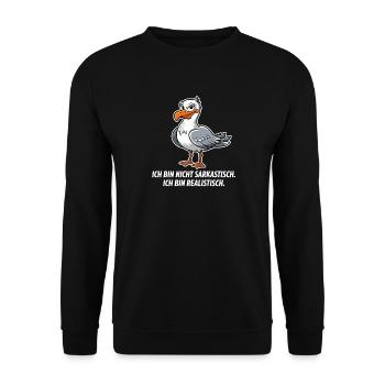  Ich Bin Nicht Sarkastisch Ich Bin Realistisch - Unisex Pullover - Schwarz - Vorne - Alina (178cm) & Michal (187cm)