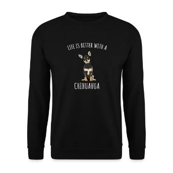Chihuahua Life: Better With a Pup - Unisex Sweatshirt - black - Front - Alina (178cm) & Michal (187cm)