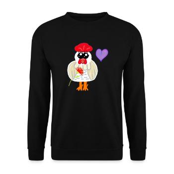 Cœur de poulet poulet pour l’anniversaire de la fête des mères - Sweat-shirt Unisexe - noir - Devant - Alina (178cm) & Michal (187cm)