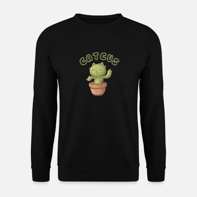 Kawaii-Kaktuskatze - Unisex Pullover - Schwarz