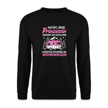 Camping Prinzessin Wohnwagen Camper Campingplatz - Unisex Pullover - Schwarz - Vorne - Alina (178cm) & Michal (187cm)