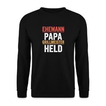 Mari Papa Grill Maître Héros Père Retro BBQ - Sweat-shirt Unisexe - noir - Devant - Alina (178cm) & Michal (187cm)
