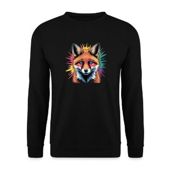  Roter Fuchs Kopf Mit Blauen Augen Bunter - Unisex Pullover - Schwarz - Vorne - Alina (178cm) & Michal (187cm)