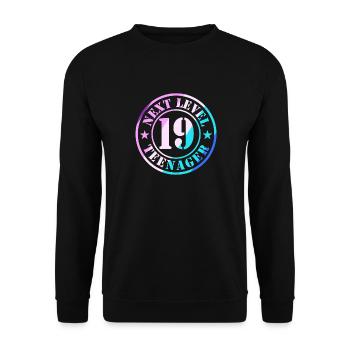 19th Birthday Boy Girl Teenager Level 19 - Unisex Sweatshirt - black - Front - Alina (178cm) & Michal (187cm)