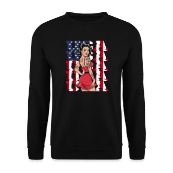 USA Retro Pin-Up Tattoo Style - Unisex Sweatshirt - black - Front - Alina (178cm) & Michal (187cm)