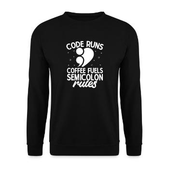 Carburant du café en point-virgule - Sweat-shirt Unisexe - noir - Devant - Alina (178cm) & Michal (187cm)