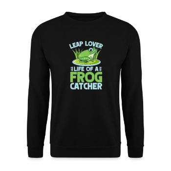 Frog Catcher Leap Lover Frog - Unisex Sweatshirt - black - Front - Alina (178cm) & Michal (187cm)