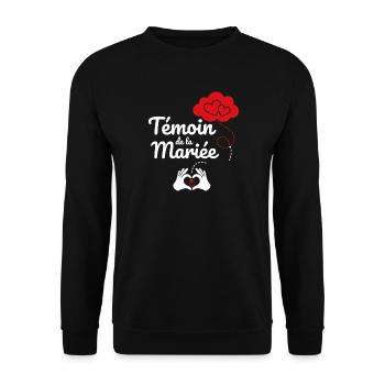 Témoin de la Mariée - Cœur et Fête - Sweat-shirt Unisexe - noir - Devant - Alina (178cm) & Michal (187cm)