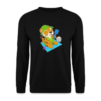 Tiger Strand Sand Sommer - Unisex Pullover - Schwarz - Vorne - Alina (178cm) & Michal (187cm)