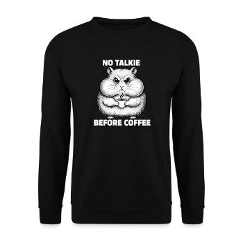 Kein Gespräch Vor Kaffee Liebhaber Hamster - Unisex Pullover - Schwarz - Vorne - Alina (178cm) & Michal (187cm)