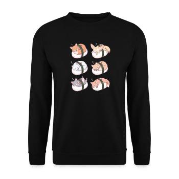 Kawaii Fox Sushi Nigiri Kitsune Adorable Mignon - Sweat-shirt Unisexe - noir - Devant - Alina (178cm) & Michal (187cm)