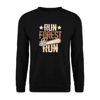 Forest Path Chainsaw Vintage Run Forest Run - Unisex Sweatshirt - black - Front - Alina (178cm) & Michal (187cm)