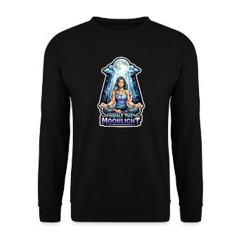 Méditation lunaire, pleine conscience lunaire, spirituel - Sweat-shirt Unisexe - noir - Devant - Alina (178cm) & Michal (187cm)