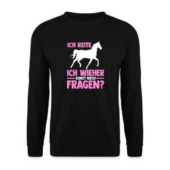 Reiten Pferdeliebhaber Reiterhof Pferde - Unisex Pullover - Schwarz - Vorne - Alina (178cm) & Michal (187cm)