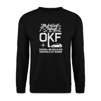 OKF Kontrollfahrt im Ort Block Cruising - Unisex Pullover - Schwarz - Vorne - Alina (178cm) & Michal (187cm)