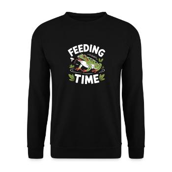 Feeding Time Frosch Terraristik - Unisex Pullover - Schwarz - Vorne - Alina (178cm) & Michal (187cm)
