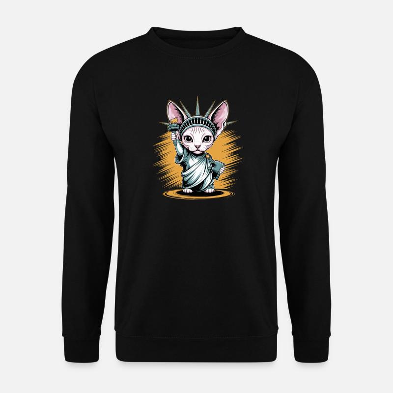 Sphinxkatze Freiheitsstatue Kunstwerk - Unisex Pullover - Schwarz