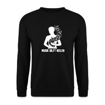 Musik hilft heilen Heilende Noten Musiktherapie - Unisex Pullover - Schwarz - Vorne - Alina (178cm) & Michal (187cm)