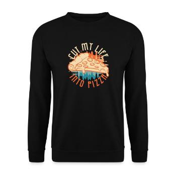 Cut My Life Into Pizza  - Unisex Sweatshirt - black - Front - Alina (178cm) & Michal (187cm)