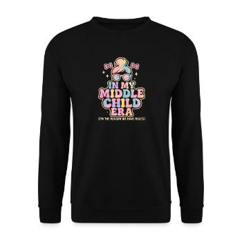 Daughter Family Humor In My Middle Child Era - Unisex Sweatshirt - black - Front - Alina (178cm) & Michal (187cm)