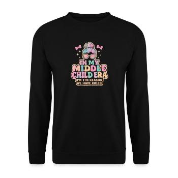 Daughter Family Humor In My Middle Child Era - Unisex Sweatshirt - black - Front - Alina (178cm) & Michal (187cm)