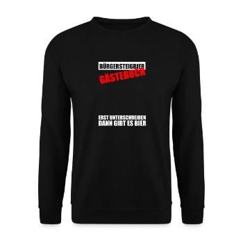 Gästebuch Bürgersteigbier Ortskontrollfahrt OKF - Unisex Pullover - Schwarz - Vorne - Alina (178cm) & Michal (187cm)