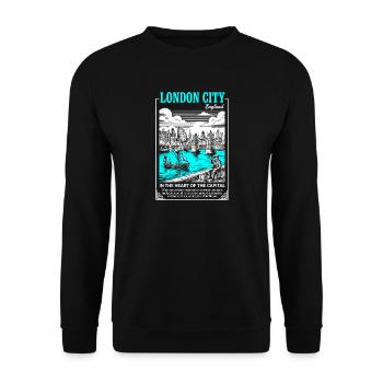 London Harbour Blue Neon - Unisex Sweatshirt - black - Front - Alina (178cm) & Michal (187cm)