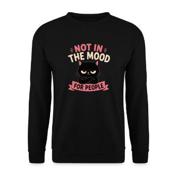 Pas d’humeur à humains, chat drôle - Sweat-shirt Unisexe - noir - Devant - Alina (178cm) & Michal (187cm)