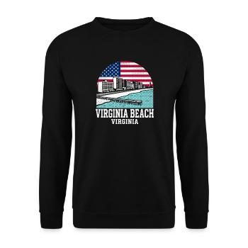 Virginia Beach City Virginia American Flag - Unisex Pullover - Schwarz - Vorne - Alina (178cm) & Michal (187cm)
