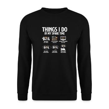 Holzdrehen-Freizeit-Drehkammer-Humor - Unisex Pullover - Schwarz - Vorne - Alina (178cm) & Michal (187cm)